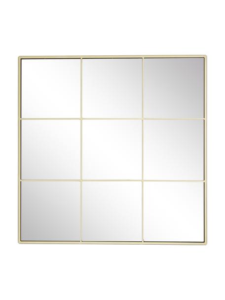 Eckiger Wandspiegel Clarita in Fensteroptik mit goldenem Metallrahmen, Rahmen: Metall, beschichtet, Rückseite: Mitteldichte Holzfaserpla, Spiegelfläche: Spiegelglas, Goldfarben, B 70 x H 70 cm