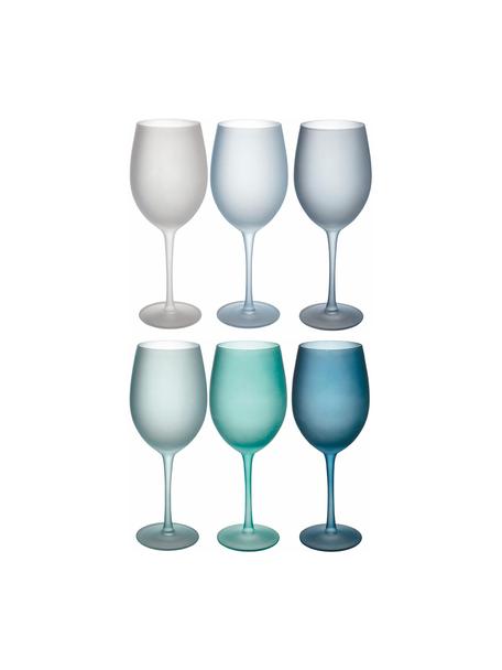 Set de copas de vino Happy Hour, 6 uds., Vidrio, Tonos azules, Ø 9 x Al 24 cm