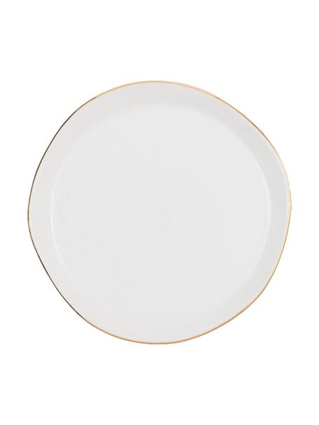 Pečivový talíř se zlatým okrajem Good Morning, Kamenina, Bílá se zlatým okrajem, Ø 17 cm