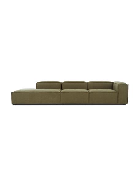 Szezlong modułowy XL Lennon, Tapicerka: poliester Dzięki tkaninie, Stelaż: lite drewno sosnowe z cer, Nogi: tworzywo sztuczne Materia, Zielona tkanina, S 357 x G 119 cm, oparcie prawostronne