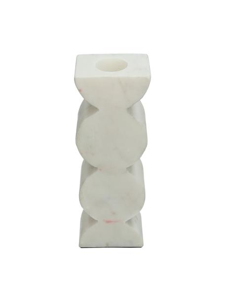 Svícen v mramorovém vzhledu Kinga, Polyresin, Bílá, Š 8 cm, V 16 cm