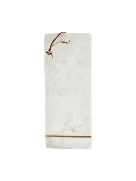 Tagliere in marmo Strip, Bianco marmorizzato, dorato, Lung. 37 x Larg. 15 cm