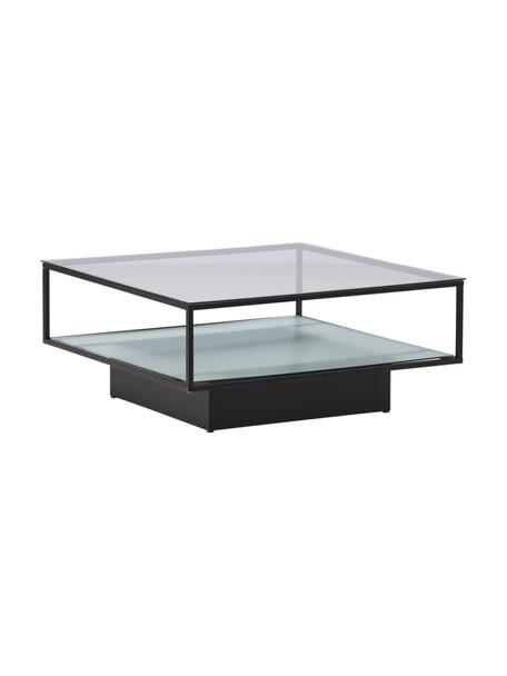 Tavolino da salotto con piano in vetro Maglehem, Struttura: acciaio rivestito, Trasparente, nero, Larg. 90 x Prof. 90 cm