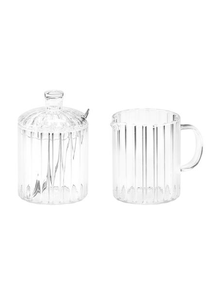 Set de lechera y azucarera Brilia, 3 pzas., Cuchara: acero inoxidable recubier, Transparente, Set de diferentes tamaños