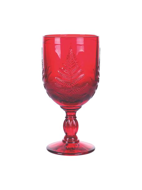 Weingläser Aspen mit weihnachtlichem Strukturmuster, 6 Stück, Glas, Rot, Ø 8 x H 17 cm, 240 ml