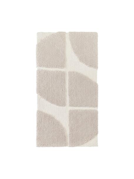 Flauschiger Hochflor-Teppich Jade mit erhabener Hoch-Tief-Struktur, Flor: Mikrofaser (100 % Polyest, Beige, Cremeweiß, B 80 x L 150 cm (Größe XS)