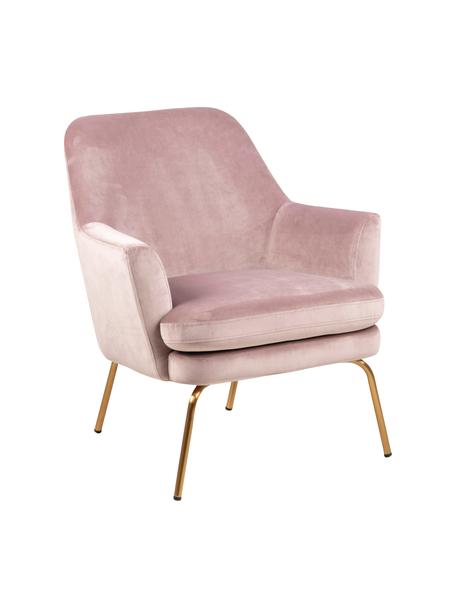 Fluwelen fauteuil Chisa in roze, Bekleding: polyester fluweel, Poten: gelakt metaal, Fluweel roze, B 68 x D 73 cm
