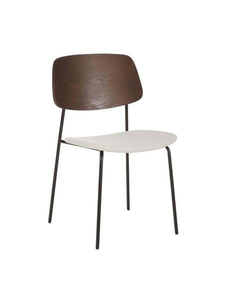 Dřevěná židle s čalouněným sedákem Nadja, 2 ks, Krémově bílá, tmavé dřevo, Š 51 cm, H 52 cm