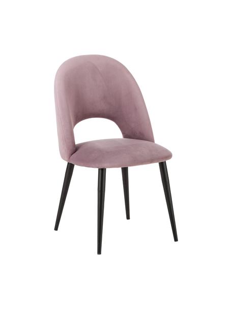 Krzesło tapicerowane z aksamitu Rachel, Tapicerka: aksamit (100% poliestr) D, Nogi: metal malowany proszkowo, Mauve aksamit, S 53 x G 57 cm