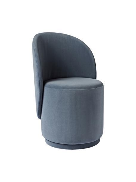 Fluwelen gestoffeerde stoel Zeyno, Fluweel (100% polyester), Fluweel donkerblauw, B 54 x H 82 cm