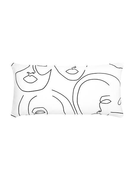 Baumwollperkal-Kopfkissenbezüge Aria mit One Line Zeichnung, 2 Stück, Webart: Perkal Fadendichte 180 TC, Weiß, gemustert, B 40 x L 80 cm