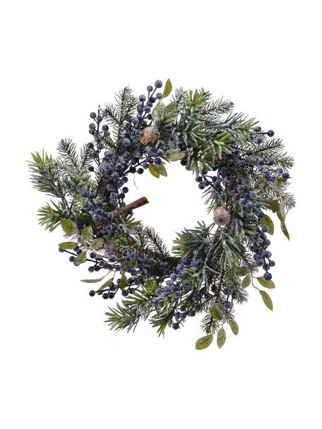 Weihnachtskranz Patrick Ø 40 cm, Kunststoff, Grün, Blau, Braun, Ø 40 x H 15 cm