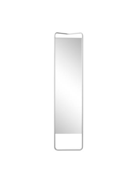 Rechthoekige leunende spiegel Kasch met witte lijst, Frame: gepoedercoat aluminium, Wit, 42 x 175 cm