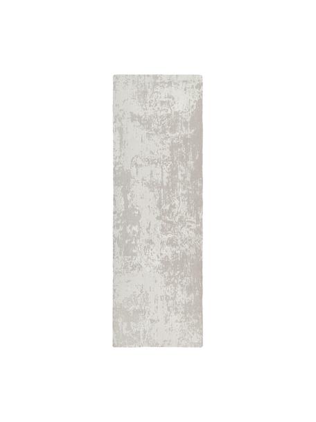 Handgeweven laagpolige loper Nantes, 100% polyester, GRS-gecertificeerd, Greige, B 80 x B 250 cm