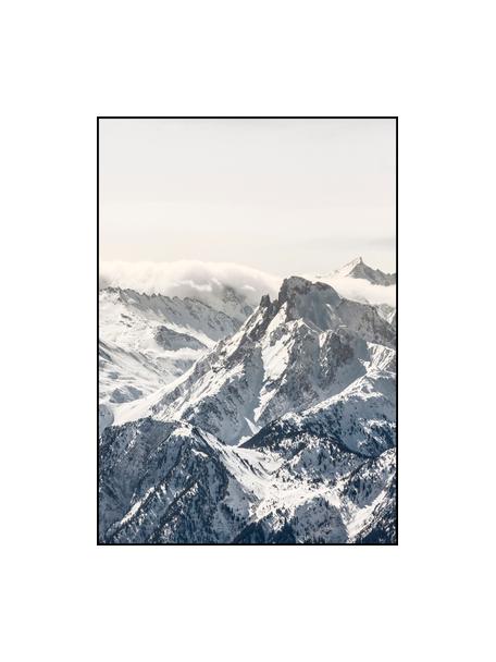 Stampa digitale incorniciata White Mountain, Immagine: stampa digitale su carta , Cornice: Pannello di fibra ad alta, Nero, bianco, grigio, Larg. 70 x Alt. 100 cm