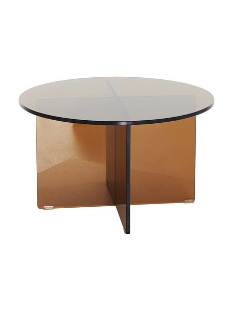 Okrągły stolik kawowy ze szklanym blatem Iris, Blat: szkło hartowane, Stelaż: szkło hartowane, Brązowy, półtransparentny, Ø 60 cm