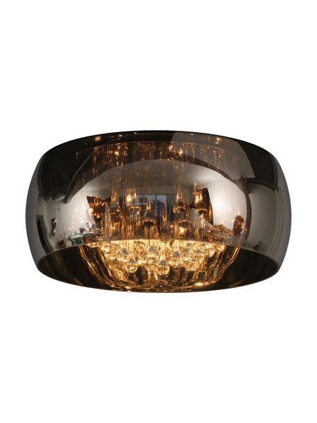 Kristall-Deckenleuchte Pearl aus Glas, Lampenschirm: Glas, Baldachin: Metall, Dunkelgrau, verspiegelt, Ø 40 x H 21 cm