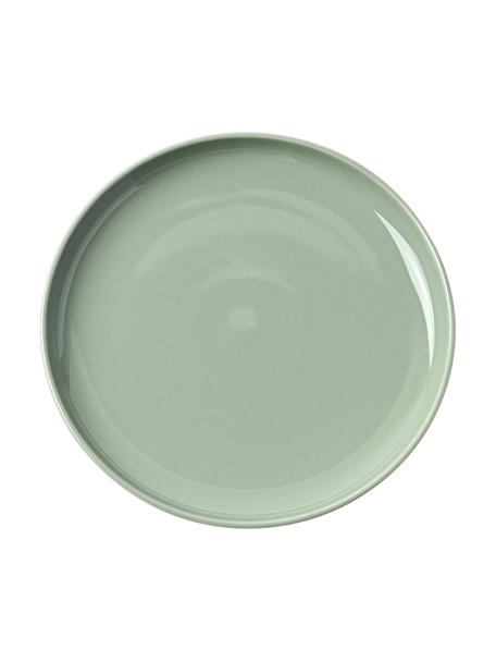 Assiettes plates en porcelaine Nessa, 4 pièces, Porcelaine dure de haute qualité, Vert sauge, Ø 26 cm