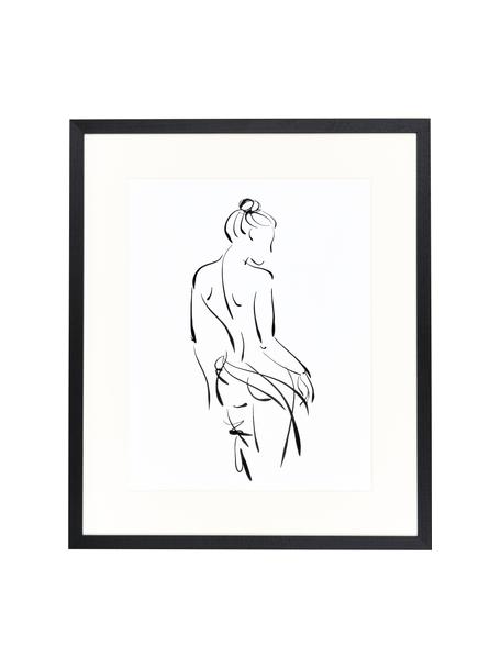 Ingelijste digitale print Naked Woman, Lijst: gelakt hout, Zwart, wit, B 53 x H 63 cm