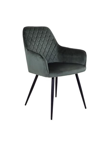 Sillas con reposabrazos en terciopelo Harbo, 2 uds., Tapizado: terciopelo de poliéster, Patas: metal recubierto, Terciopelo verde, An 57 x F 65 cm