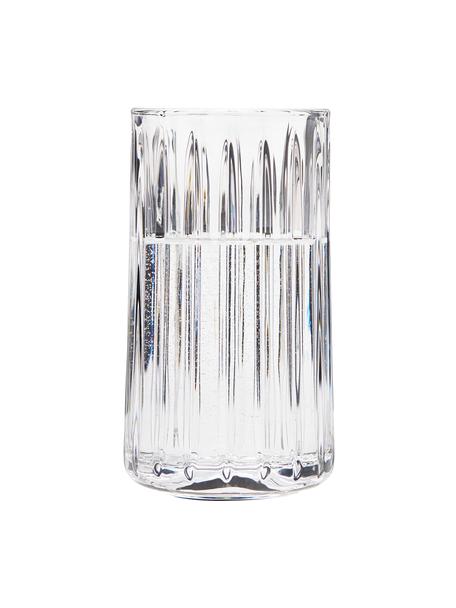 Longdrinkgläser Hudson mit Rillenstruktur, 6 Stück, Glas, Transparent, Ø 8 x H 14 cm, 400 ml
