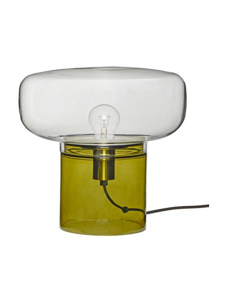 Lámpara de mesa de vidrio Crave, Lámpara: vidrio, Cable: plástico, Verde, transparente, Ø 33 x Al 30 cm