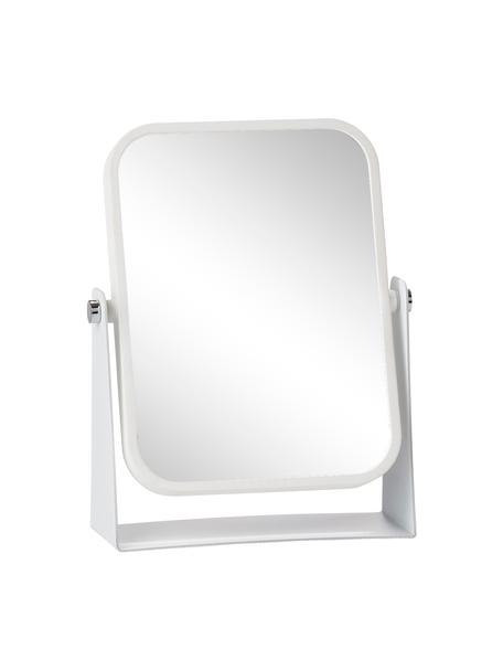 Eckiger Kosmetikspiegel Aurora mit Vergrößerung, Rahmen: Metall, beschichtet, Spiegelfläche: Spiegelglas, Weiß, 15 x 21 cm