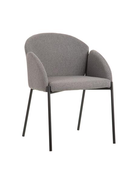 Grijs gestoffeerde stoel Malingu met metalen poten, Bekleding: 95 % polyester, 5 % katoe, Frame: gelakt metaal, Grijs, B 60 x D 60 cm