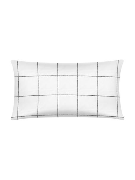 Funda de almohada de percal Juna, Blanco y negro a cuadros, An 45 x L 85 cm