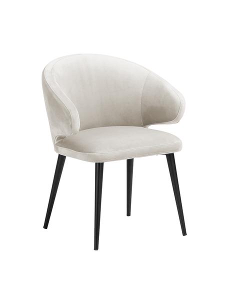 Krzesło z podłokietnikami z aksamitu Celia, Tapicerka: aksamit (poliester) Dzięk, Nogi: metal malowany proszkowo, Aksamitny beżowy, S 57 x G 62 cm