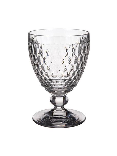 Bicchiere acqua in cristallo con rilievo Boston 4 pz, Cristallo, Trasparente, Ø 10 x Alt. 14 cm, 350 ml