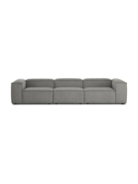 Modulares Sofa Lennon (4-Sitzer) in Grau aus Cord, Bezug: Cord (92% Polyester, 8% P, Gestell: Massives Kiefernholz, Spe, Cord Grau, B 327 x T 119 cm