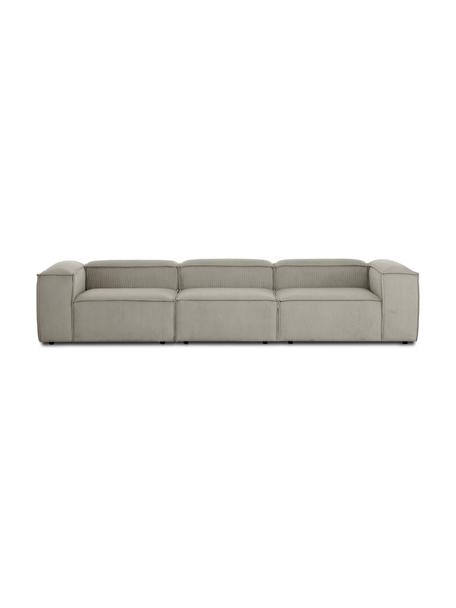 Modulares Sofa Lennon (4-Sitzer) in Grau aus Cord, Bezug: Cord (92% Polyester, 8% P, Gestell: Massives Kiefernholz, FSC, Füße: Kunststoff Die Füße befin, Cord Grau, B 327 x T 119 cm
