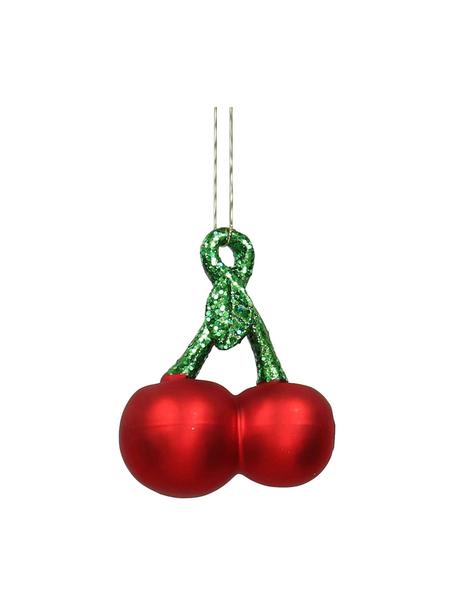 Baumanhänger Cherry, 2 Stück, Rot, Grün, B 8 x H 8 cm