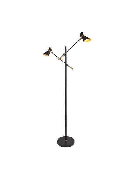 Lampadaire LED moderne en noir Diablo, Noir, couleur dorée, larg. 55 x haut. 160 cm