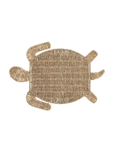 Placemat Sumatra van zeegras in schildpad vorm, Zeegras, Bruin, L 48 x B 36 cm