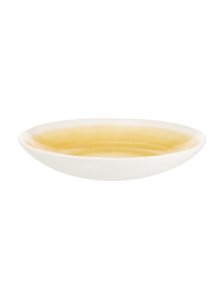 Handgemachte Suppenteller Pure matt/glänzend mit Farbverlauf, 6 Stück, Keramik, Gelb, Weiß, Ø 23 cm