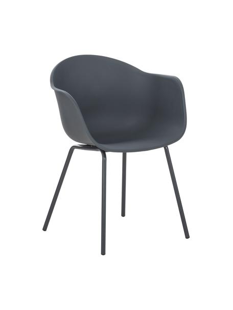 Krzesło z podłokietnikami z tworzywa sztucznego Claire, Nogi: metal malowany proszkowo, Szary, S 60 x G 54 cm