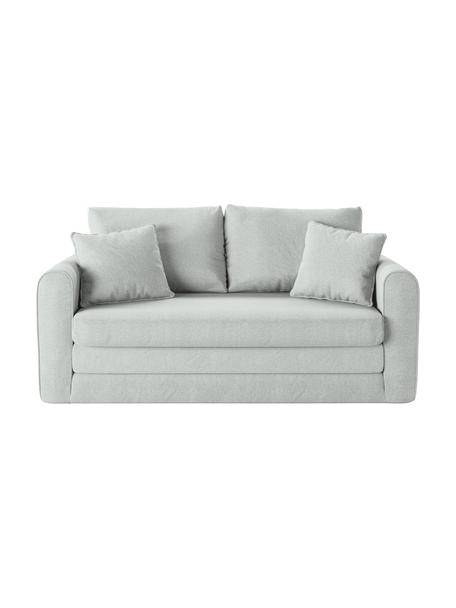 Sofa rozkładana Lido (2-osobowa), Tapicerka: poliester imitujący len D, Nogi: tworzywo sztuczne, Jasnoniebieska tkanina, S 158 x G 69 cm