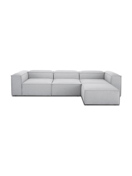 Canapé d'angle modulable 4 places avec tabouret Lennon, Tissu gris clair, larg. 327 x prof. 207 cm