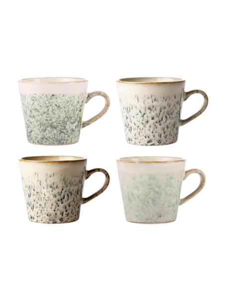 Tazas artesanales 70's, 4 uds., Gres, Tonos verdes y beige, Ø 12 x Al 9 cm, 300 ml