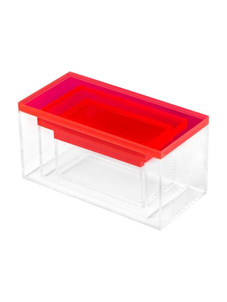 Opbergdozen set Yuki, 3-delig, Acrylglas, Roze, transaparant, Set met verschillende formaten