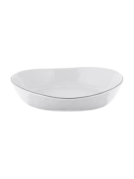 Ręcznie wykonana misa z porcelany Salt, 2 szt., Porcelana, Złamana biel z czarną krawędzią, Ø 20 x W 4 cm