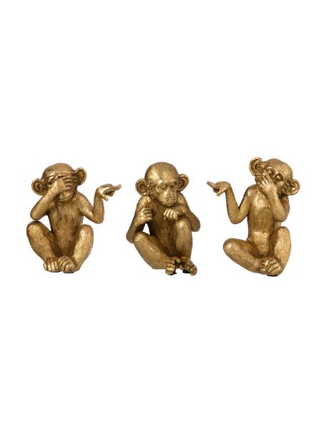 Set de figura decorativas Ape, 3 uds., Plástico, Dorado, Set de diferentes tamaños