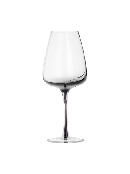 Ručne fúkané poháre na biele víno Smoke, 4 ks, Ručne fúkané sklo, hrubostenné, Priehľadná, tmavosivá, Ø 9 x V 21 cm, 250 ml