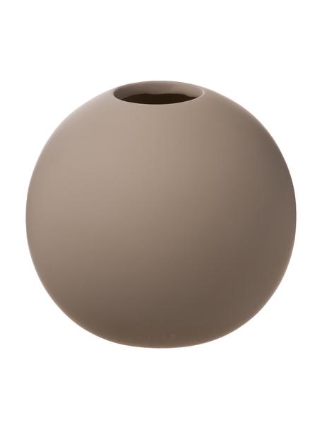 Jarrón esfera artesanal pequeño Ball, Cerámica, Gris pardo, Ø 10 x Al 10 cm