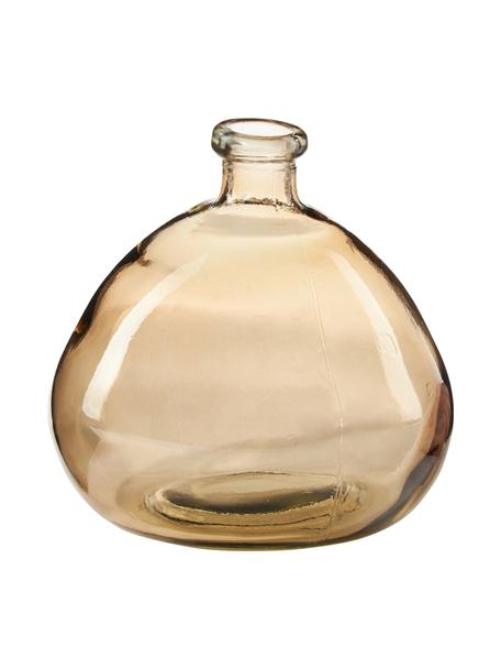 Flaschenvase Dina in Hellbraun, Recyceltes Glas, GRS-zertifiziert, Bernsteinfarben, Ø 20 x H 23 cm