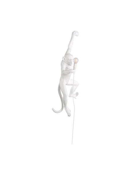 Aplique de diseño Monkey, Lámpara: resina sintética, Fijación: resina sintética, Cable: plástico, Blanco, An 37 x F 77 cm