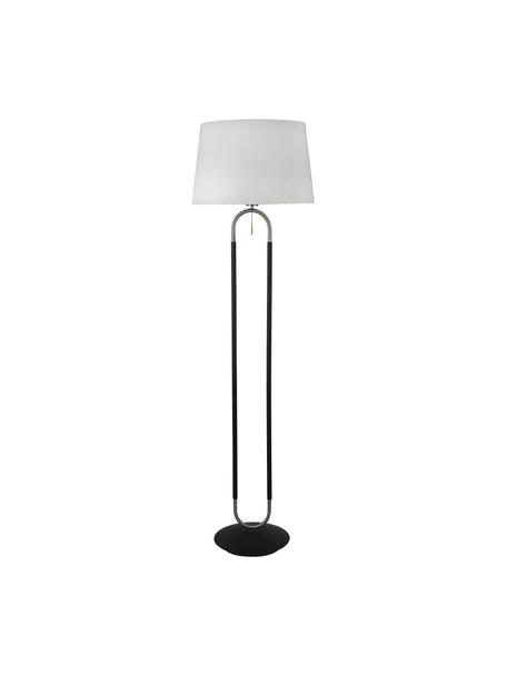 Vloerlamp Satina met fluwelen lampenkap, Lampenkap: fluweel, Lampvoet: staal, Wit, zwart, zilverkleurig, Ø 45 x H 161 cm