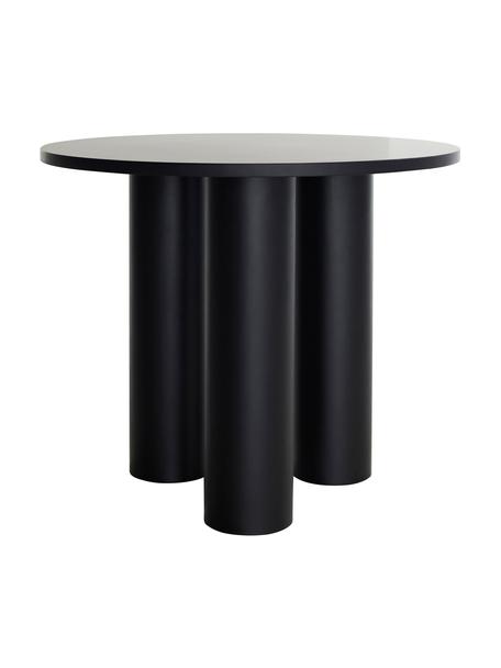 Runder Tisch Colette, Ø 90 cm, Mitteldichte Holzfaserplatte (MDF) mit Walnussholzfurnier, lackiert, FSC-zertifiziert, Schwarz, Ø 90 x H 72 cm